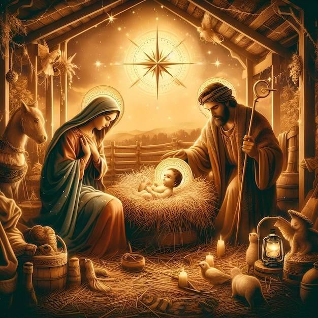a blink of an eye, Humble Birth of the King, Mary, Joseph, having, baby, Jesus, in, manger,