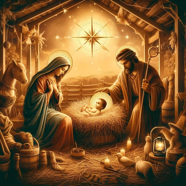 a blink of an eye, Humble Birth of the King, Mary, Joseph, having, baby, Jesus, in, manger,